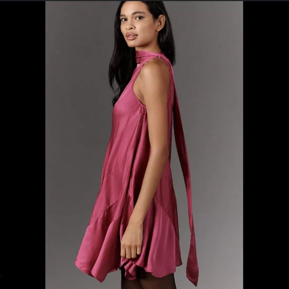 Brand New By Anthropologie Asymmetrical Halter Mini Dress - Picture 4 of 8